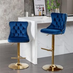 Golden Swivel Velvet Barstools Adjustable Seat Height, 25-33 Inch