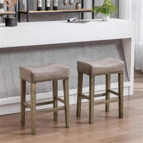 Counter Bar Stools for Faux Leather, Gray, Set of 2