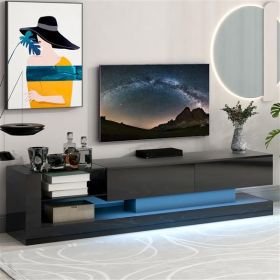 Entertainment Center with Two Media Storage Cabinets, LED Color Changing Lights