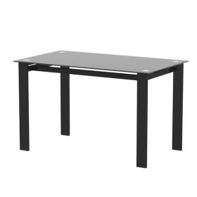 Modern, Rectangular Tempered Glass Black Dining Table