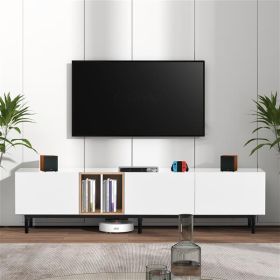 Modern TV Stand for 80'' TV with 3 Doors, Entertainment Center