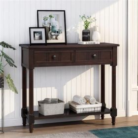 Console Table with Two Drawers and Bottom Shelf (Espresso)