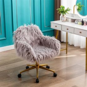 Modern Faux Fur Chair with Gold Plating Base