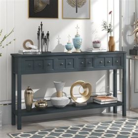 60" Rustic Entryway Console Table, (Navy)