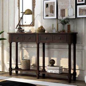 Console Table Easy Assembly with Two Storage Drawers, Entryway (Espresso)