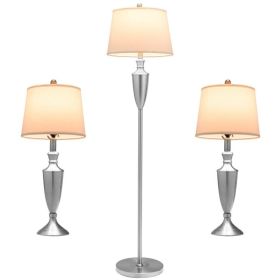 3 Piece Lamp Set Modern Floor Lamp with 2 Table Lamps