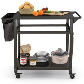 Double-Shelf Movable BBQ Cart with 4 Lockable Wheels