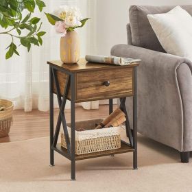 Rustic Nightstand with Drawer Storage and Bottom Shelf