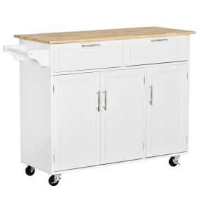 Mobile Kitchen Island with Storage, White