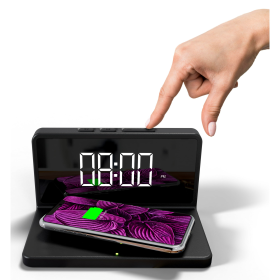 Premier LED Digital Alarm Clock and Wireless Mobile Phone Charger