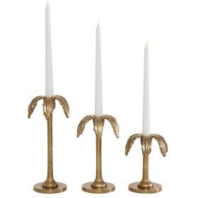 DecMode Set of 3 Candle Gold Aluminum Candle Holder