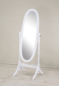 Traditional Queen Anna Style Wood Floor Mirror, White Finish