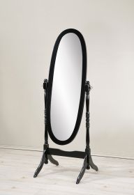 Traditional Queen Anna Style Wood Floor Cheval Mirror - Black Finish