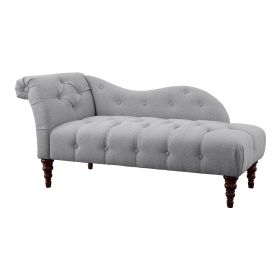 Traditional Chaise Button Tufted Detail, Dove Gray