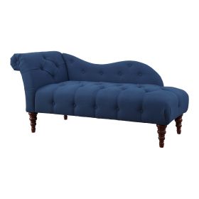 Traditional Chaise with Button Tufted Detail, Blue