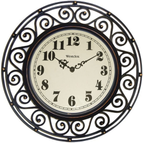 Westclox Wrought Iron Style Bronze Analog Round Wall Clock