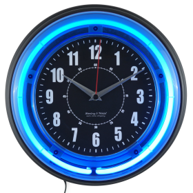 Sterling and Noble Vibrant Blue Neon Analog Wall Clock