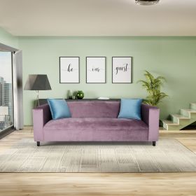 Velvet 3-Seater Sofa with Pillows, Lavender