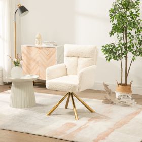 Off White Cashmere Contemporary High-Back Swivel Accent Chair with Metal Legs