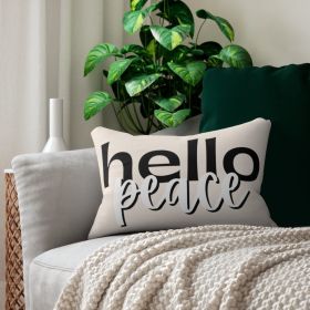 Decorative Double Sided Sofa Pillow - Hello Peace - Beige/Black