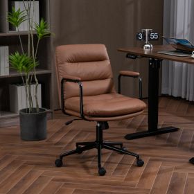 PU Leather Office Desk Chair with Wheels and Arms