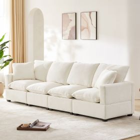 [VIDEO provided] [New] 4 Seat Chenille Sectional Couch Set with 2 Pillows