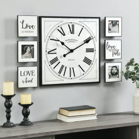 FirsTime & Co. White Farmhouse Love Frame Wall Clock, 7 Piece