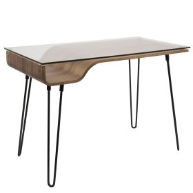 Avery Mid-Century Modern Desk in Walnut Wood