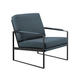 Contemporary Square Metal Accent Chair – Indigo Blue and Black