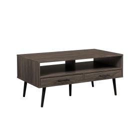 Contemporary 2-Drawer Low Coffee Table in Slate Grey