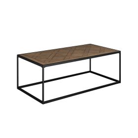 Contemporary Decorative Parquet-Top Rectangle Coffee Table