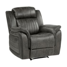 1 Pc Classic Brownish Gray Reclining Chair with Plush Comfort Pillow