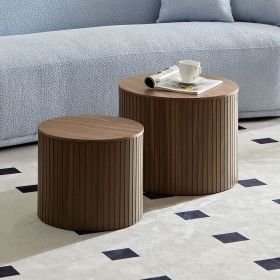 2 Pcs Nested Coffee Table Set, Walnut