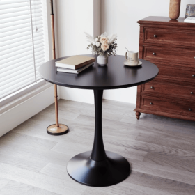 Modern Round Dining Table, Black