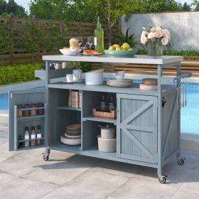 K&K Indoor/Outdoor Kitchen Island, Rolling Bar Cart & Storage Cabinet