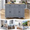 Kitchen Island Cart with Solid Wood Top and Locking Wheels, Grey Blue