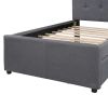 Twin Upholstered Platform Bed With Headboard and Two Drawers