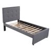 Twin Upholstered Platform Bed With Headboard and Two Drawers