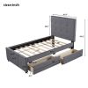 Twin Upholstered Platform Bed With Headboard and Two Drawers