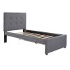 Twin Upholstered Platform Bed With Headboard and Two Drawers