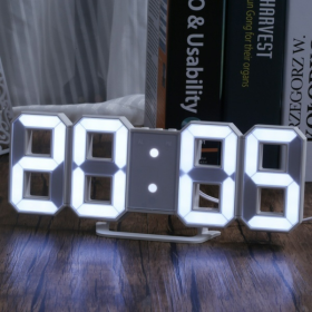 1pc 3D LED Digital Clock (Color: White)