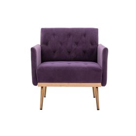 Chair; Leisure Single Sofa with Rose Golden Feet (Color: Purple)