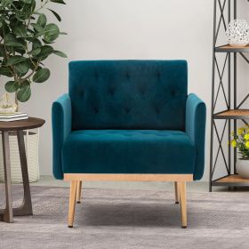 Chair; Leisure Single Sofa with Rose Golden Feet (Color: Teal)