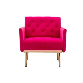 Chair; Leisure Single Sofa with Rose Golden Feet (Color: Rose Red)