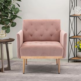 Chair; Leisure Single Sofa with Rose Golden Feet (Color: Pink)