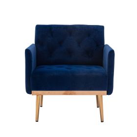 Chair; Leisure Single Sofa with Rose Golden Feet (Color: Navy)