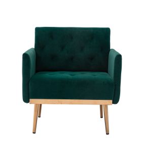 Chair; Leisure Single Sofa with Rose Golden Feet (Color: Green)