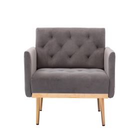 Chair; Leisure Single Sofa with Rose Golden Feet (Color: Grey)