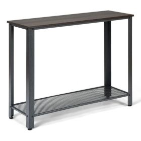 Wood Console Table with Adjustable Feet and Storage Shelf (Color: Silver)