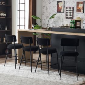 Set of 2 Upholstered Bar Stools - Black (Color: as Pic)